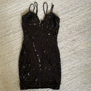 Black Sequin Mini Dress
